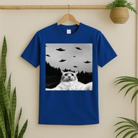 Alien UFO Funny Cat Selfie T-Shirt