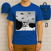 Alien UFO Funny Cat Selfie T-Shirt