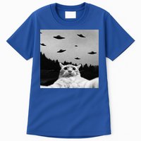 Alien UFO Funny Cat Selfie Tall T-Shirt