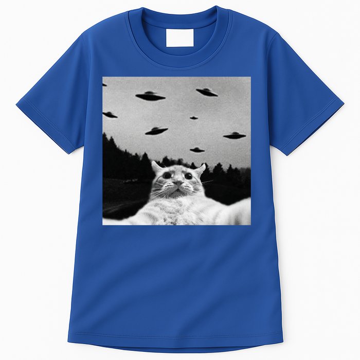 Alien UFO Funny Cat Selfie Tall T-Shirt