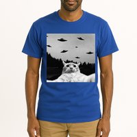 Alien UFO Funny Cat Selfie Tall T-Shirt