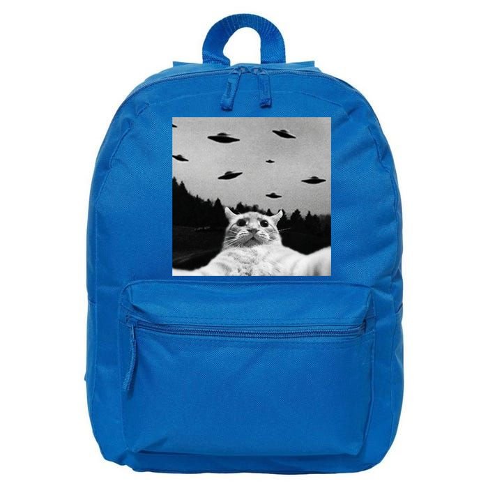 Alien UFO Funny Cat Selfie 16 in Basic Backpack