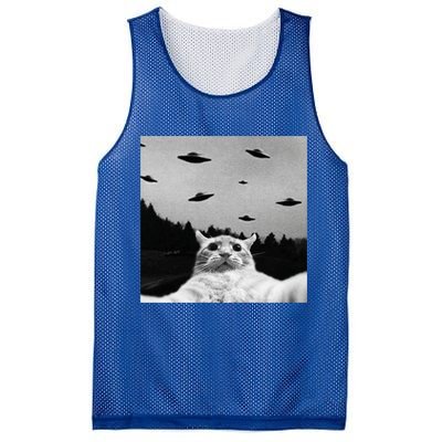 Alien UFO Funny Cat Selfie Mesh Reversible Basketball Jersey Tank