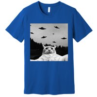 Alien UFO Funny Cat Selfie Premium T-Shirt