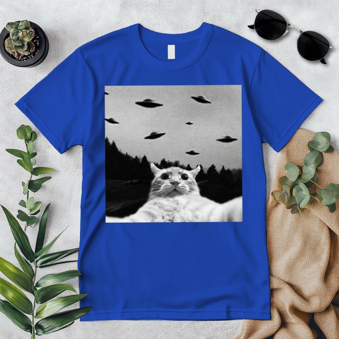 Alien UFO Funny Cat Selfie Premium T-Shirt