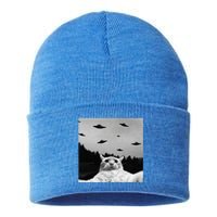 Alien UFO Funny Cat Selfie Sustainable Knit Beanie