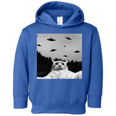 Alien UFO Funny Cat Selfie Toddler Hoodie