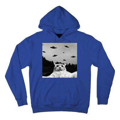 Alien UFO Funny Cat Selfie Tall Hoodie
