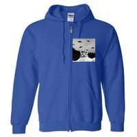 Alien UFO Funny Cat Selfie Full Zip Hoodie