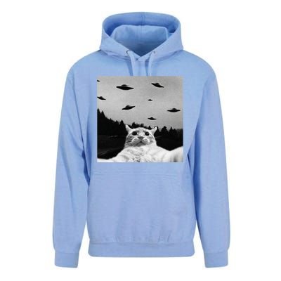 Alien UFO Funny Cat Selfie Unisex Surf Hoodie