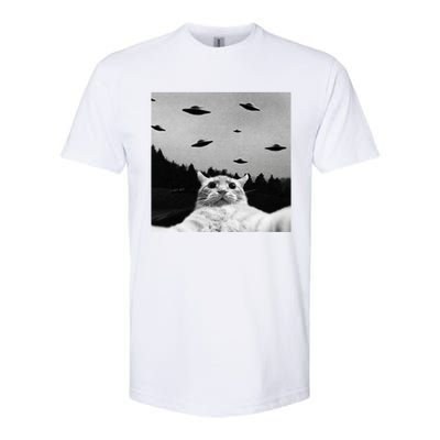 Alien UFO Funny Cat Selfie Softstyle CVC T-Shirt