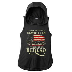 American Us Flag Constitution Of The Usa Needs To Be Reread Ladies PosiCharge Tri-Blend Wicking Draft Hoodie Tank