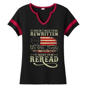 American Us Flag Constitution Of The Usa Needs To Be Reread Ladies Halftime Notch Neck Tee