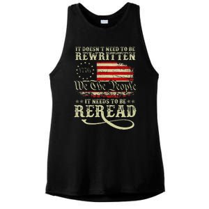 American Us Flag Constitution Of The Usa Needs To Be Reread Ladies PosiCharge Tri-Blend Wicking Tank