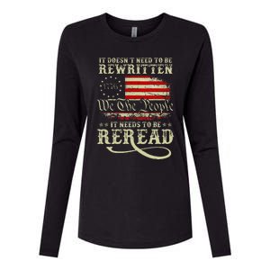 American Us Flag Constitution Of The Usa Needs To Be Reread Womens Cotton Relaxed Long Sleeve T-Shirt