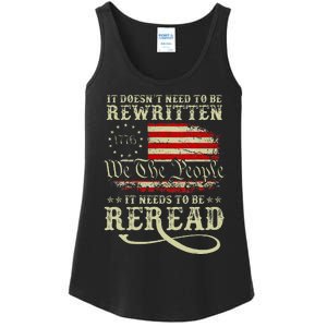 American Us Flag Constitution Of The Usa Needs To Be Reread Ladies Essential Tank