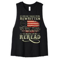 American Us Flag Constitution Of The Usa Needs To Be Reread Women's Racerback Cropped Tank