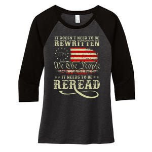 American Us Flag Constitution Of The Usa Needs To Be Reread Women's Tri-Blend 3/4-Sleeve Raglan Shirt