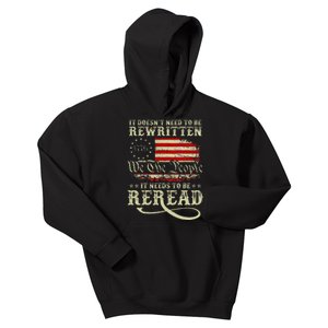 American Us Flag Constitution Of The Usa Needs To Be Reread Kids Hoodie