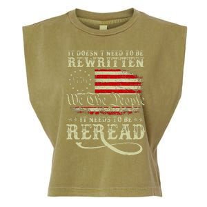 American Us Flag Constitution Of The Usa Needs To Be Reread Garment-Dyed Women's Muscle Tee