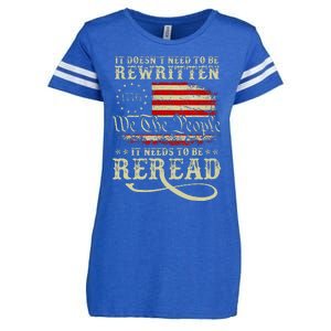 American Us Flag Constitution Of The Usa Needs To Be Reread Enza Ladies Jersey Football T-Shirt