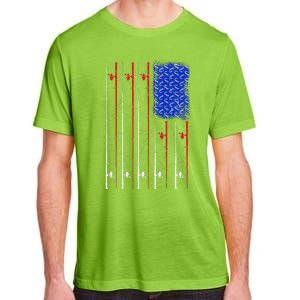 American US Flag Fishing Rod Fisherman Top For Him Adult ChromaSoft Performance T-Shirt