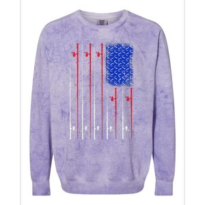 American US Flag Fishing Rod Fisherman Top For Him Colorblast Crewneck Sweatshirt