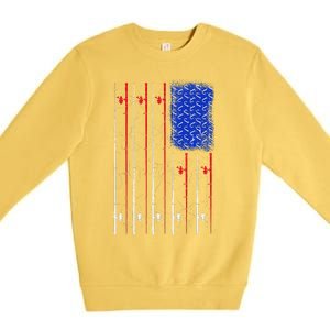 American US Flag Fishing Rod Fisherman Top For Him Premium Crewneck Sweatshirt