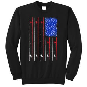 American US Flag Fishing Rod Fisherman Top For Him Sweatshirt