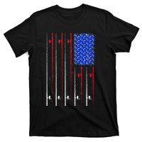 American US Flag Fishing Rod Fisherman Top For Him T-Shirt