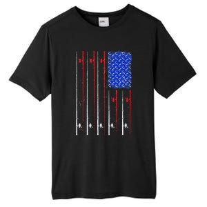 American US Flag Fishing Rod Fisherman Top For Him Tall Fusion ChromaSoft Performance T-Shirt