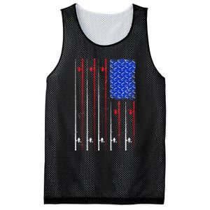 American US Flag Fishing Rod Fisherman Top For Him Mesh Reversible Basketball Jersey Tank