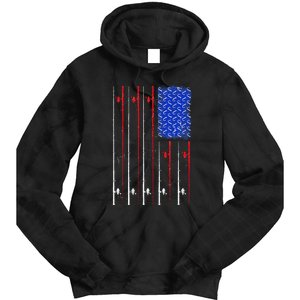 American US Flag Fishing Rod Fisherman Top For Him Tie Dye Hoodie