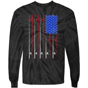 American US Flag Fishing Rod Fisherman Top For Him Tie-Dye Long Sleeve Shirt