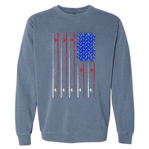 American US Flag Fishing Rod Fisherman Top For Him Garment-Dyed Sweatshirt