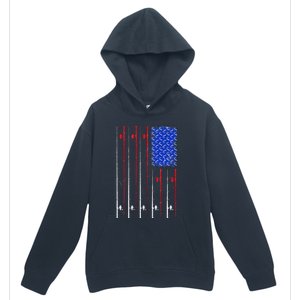 American US Flag Fishing Rod Fisherman Top For Him Urban Pullover Hoodie