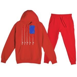 American US Flag Fishing Rod Fisherman Top For Him Premium Hooded Sweatsuit Set