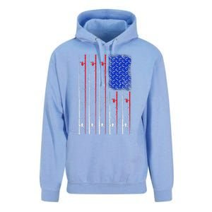 American US Flag Fishing Rod Fisherman Top For Him Unisex Surf Hoodie