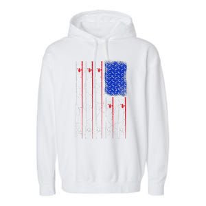 American US Flag Fishing Rod Fisherman Top For Him Garment-Dyed Fleece Hoodie