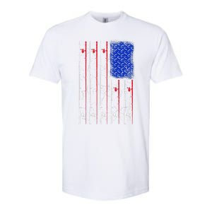 American US Flag Fishing Rod Fisherman Top For Him Softstyle CVC T-Shirt