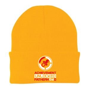 Achievet Unlocked Fatherhood Funny New Dad Funny Gift Knit Cap Winter Beanie