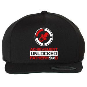 Achievet Unlocked Fatherhood Funny New Dad Funny Gift Wool Snapback Cap