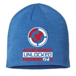 Achievet Unlocked Fatherhood Funny New Dad Funny Gift Sustainable Beanie