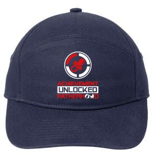 Achievet Unlocked Fatherhood Funny New Dad Funny Gift 7-Panel Snapback Hat