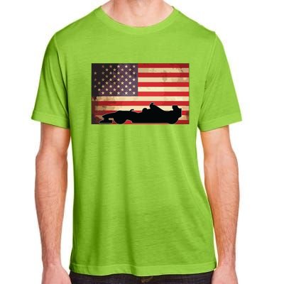 American USA Flag Indy Car Fan Lover Racecar Formula Gift Adult ChromaSoft Performance T-Shirt