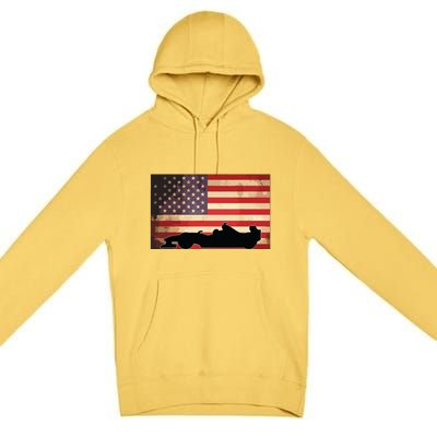 American USA Flag Indy Car Fan Lover Racecar Formula Gift Premium Pullover Hoodie