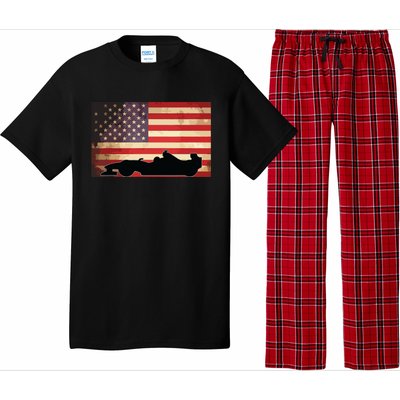 American USA Flag Indy Car Fan Lover Racecar Formula Gift Pajama Set