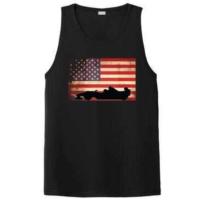 American USA Flag Indy Car Fan Lover Racecar Formula Gift PosiCharge Competitor Tank