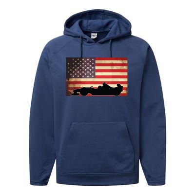 American USA Flag Indy Car Fan Lover Racecar Formula Gift Performance Fleece Hoodie