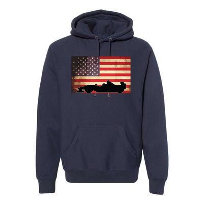 American USA Flag Indy Car Fan Lover Racecar Formula Gift Premium Hoodie